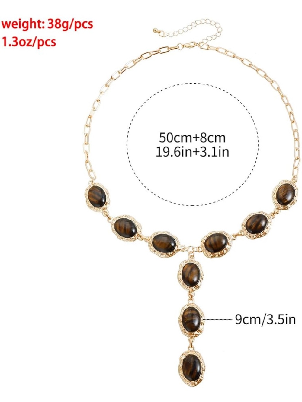Anthropologie Gold-Tone Necklace with Brown Oval Stones - Picture 6 of 6